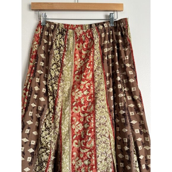 JM Collection Womens Boho Patchwork Maxi Skirt 16 Earthy Festival Elastic Waist - Picture 5 of 9